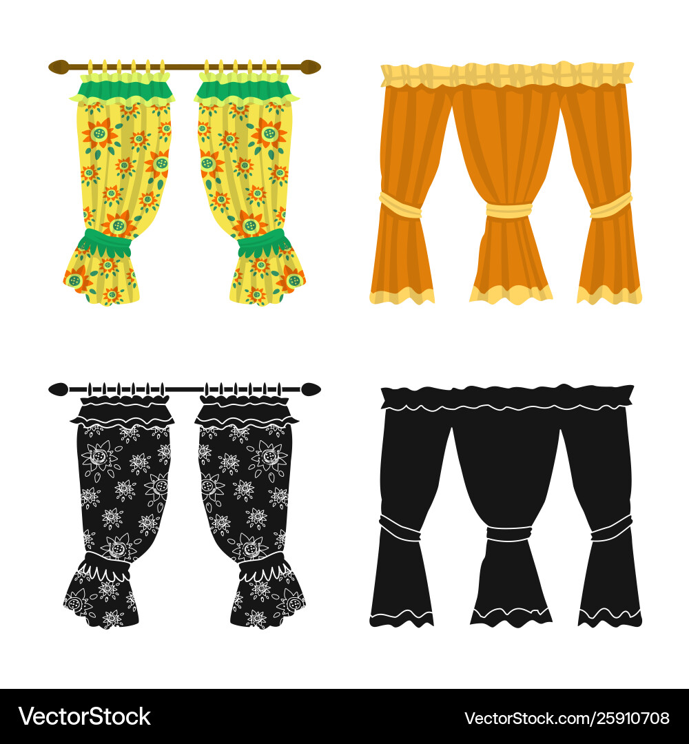 Isolated object curtains and drapes sign set Vector Image