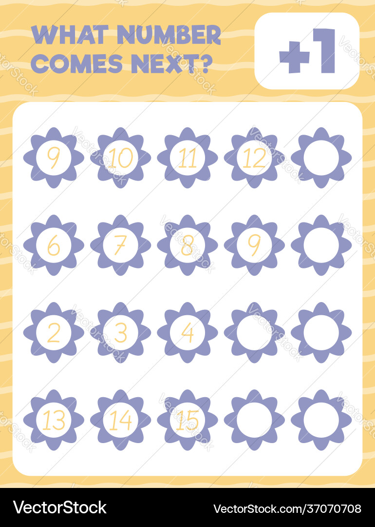 Math Number Practice Worksheet for Kids Vector Image