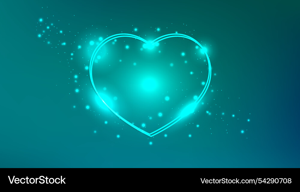 Neon double frame in heart form with shining Neon double frame in heart form with shining vector image