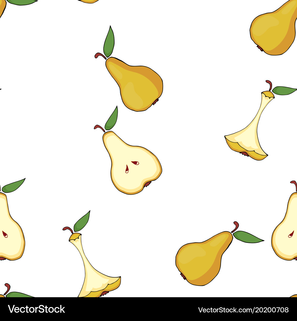 Pear whole half core seamless pattern vector image