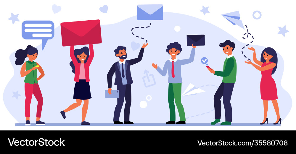 People sending and receiving messages vector image