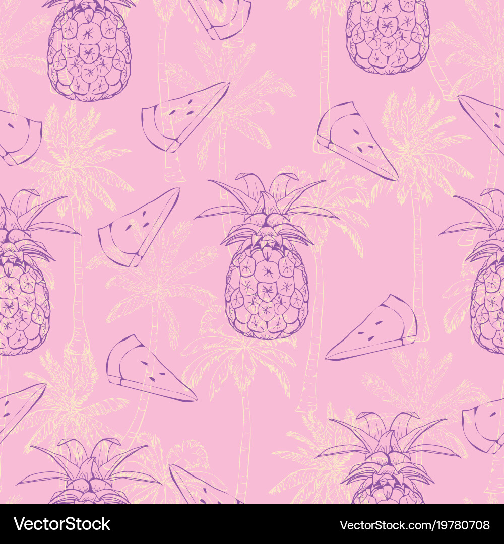 Seamless pattern with pineapples vector image