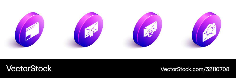 Set isometric document folder envelope with star Set isometric document folder envelope with star vector image
