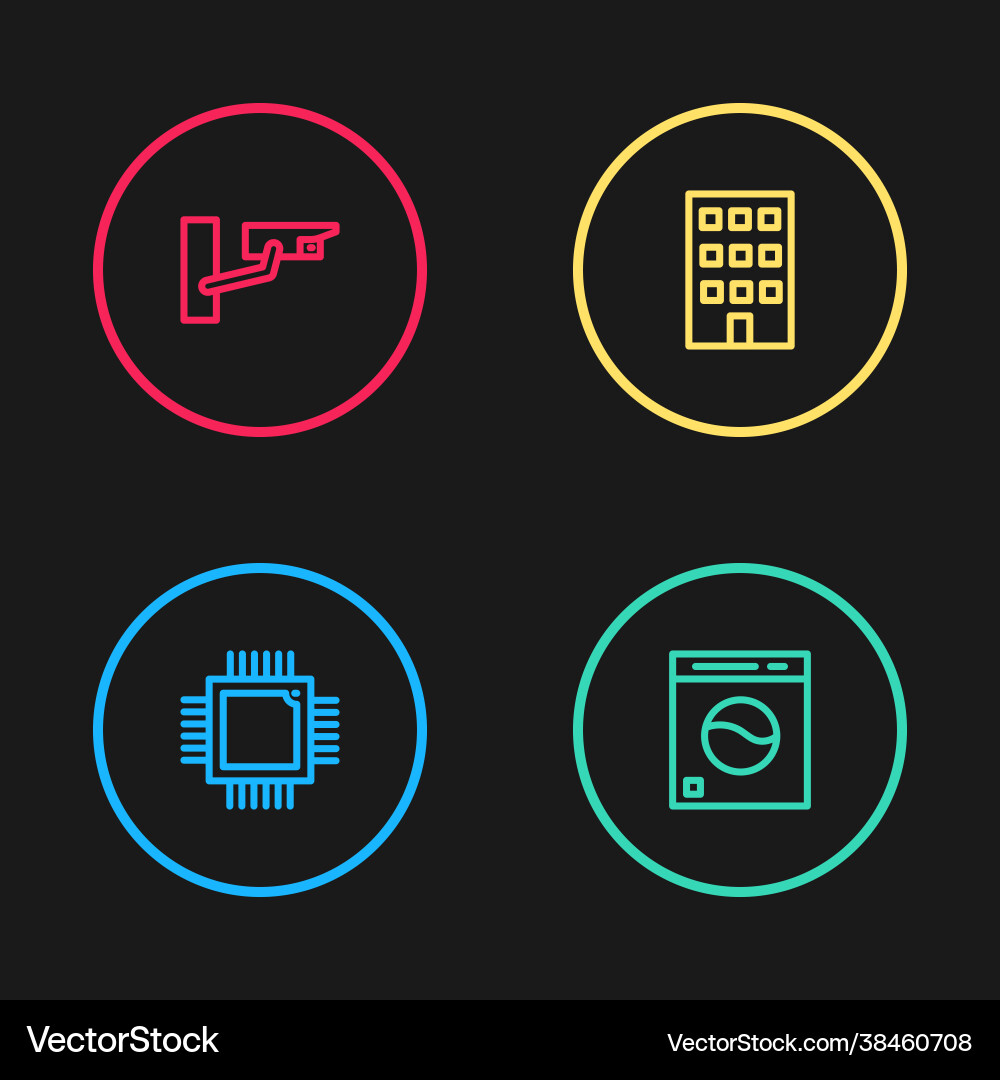 Set line processor with microcircuits cpu washer vector image