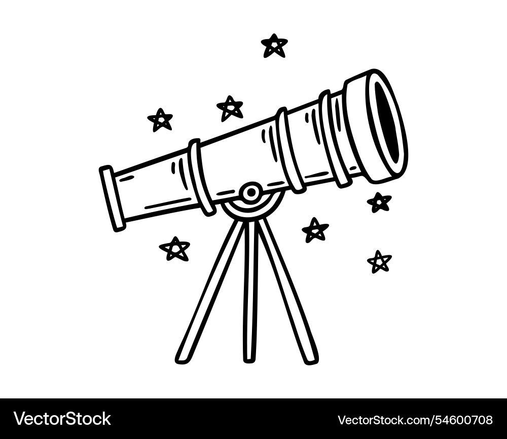 Telescope doodle hand drawn icon outline drawing Telescope doodle hand drawn icon outline drawing vector image