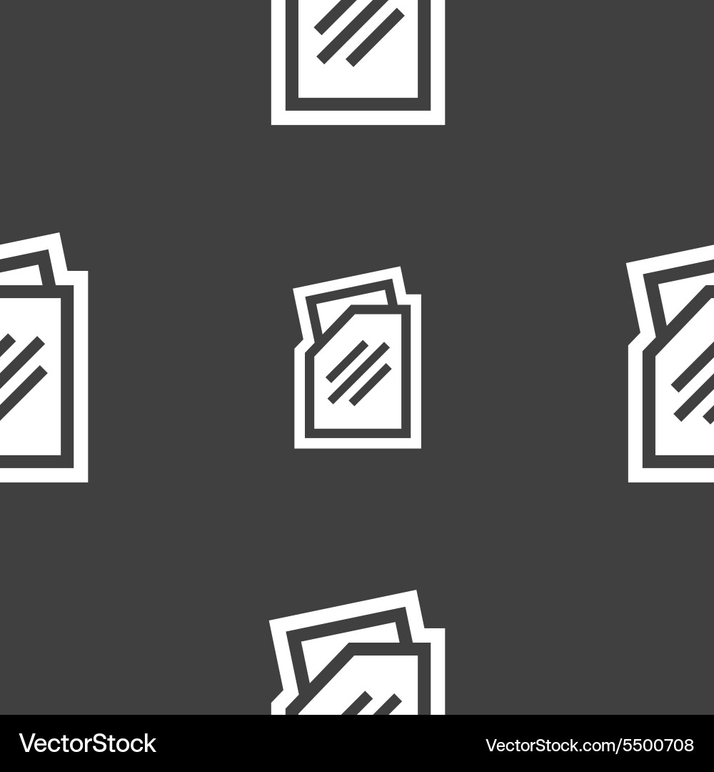Text file icon sign seamless pattern on a gray vector image