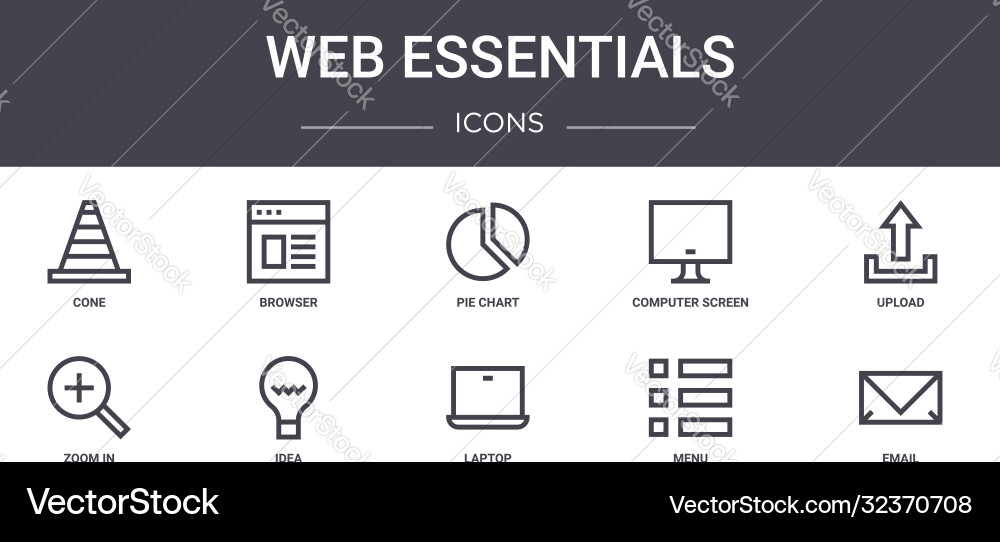 Web essentials concept line icons set contains vector image