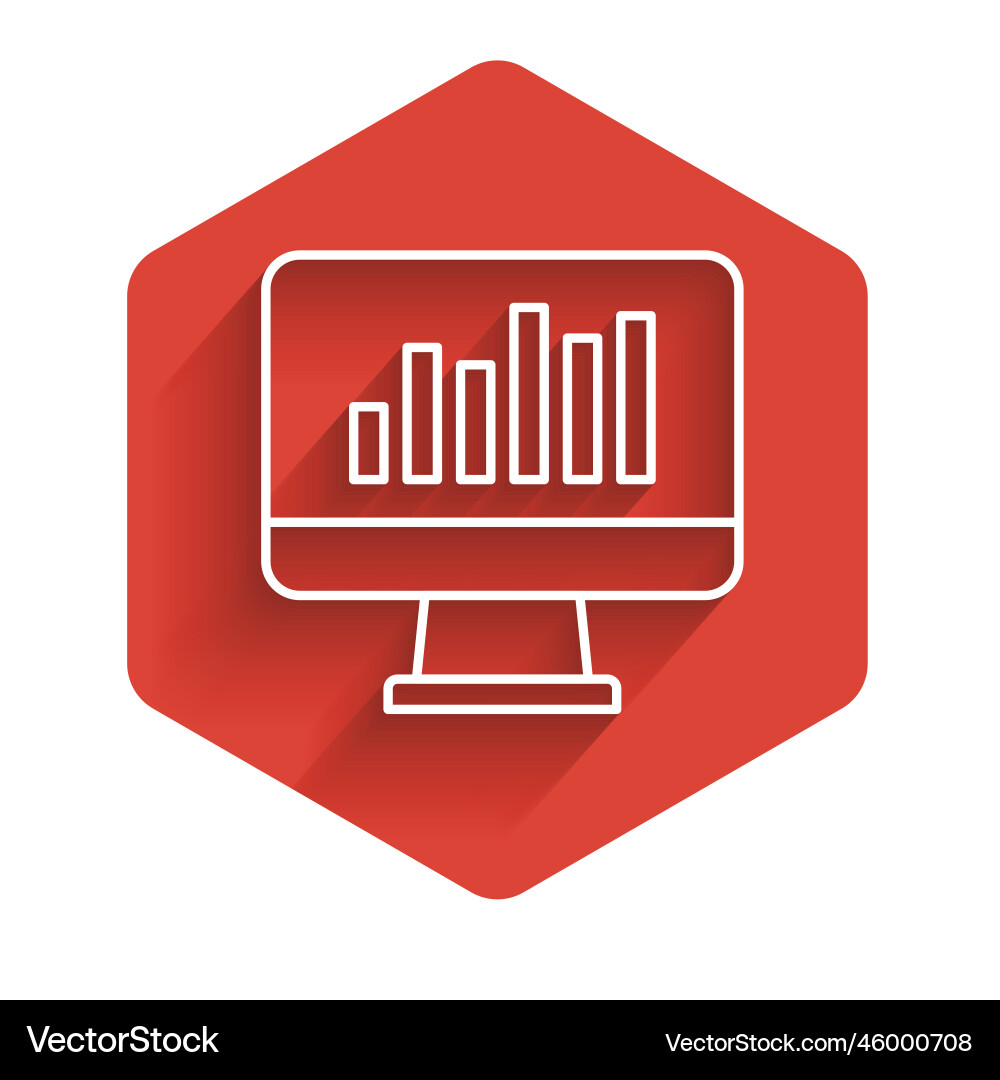 White Line Computermonitor mit Diagramm-Diagramm-Symbol White Line Computermonitor mit Diagramm-Diagramm-Symbol vektorbild