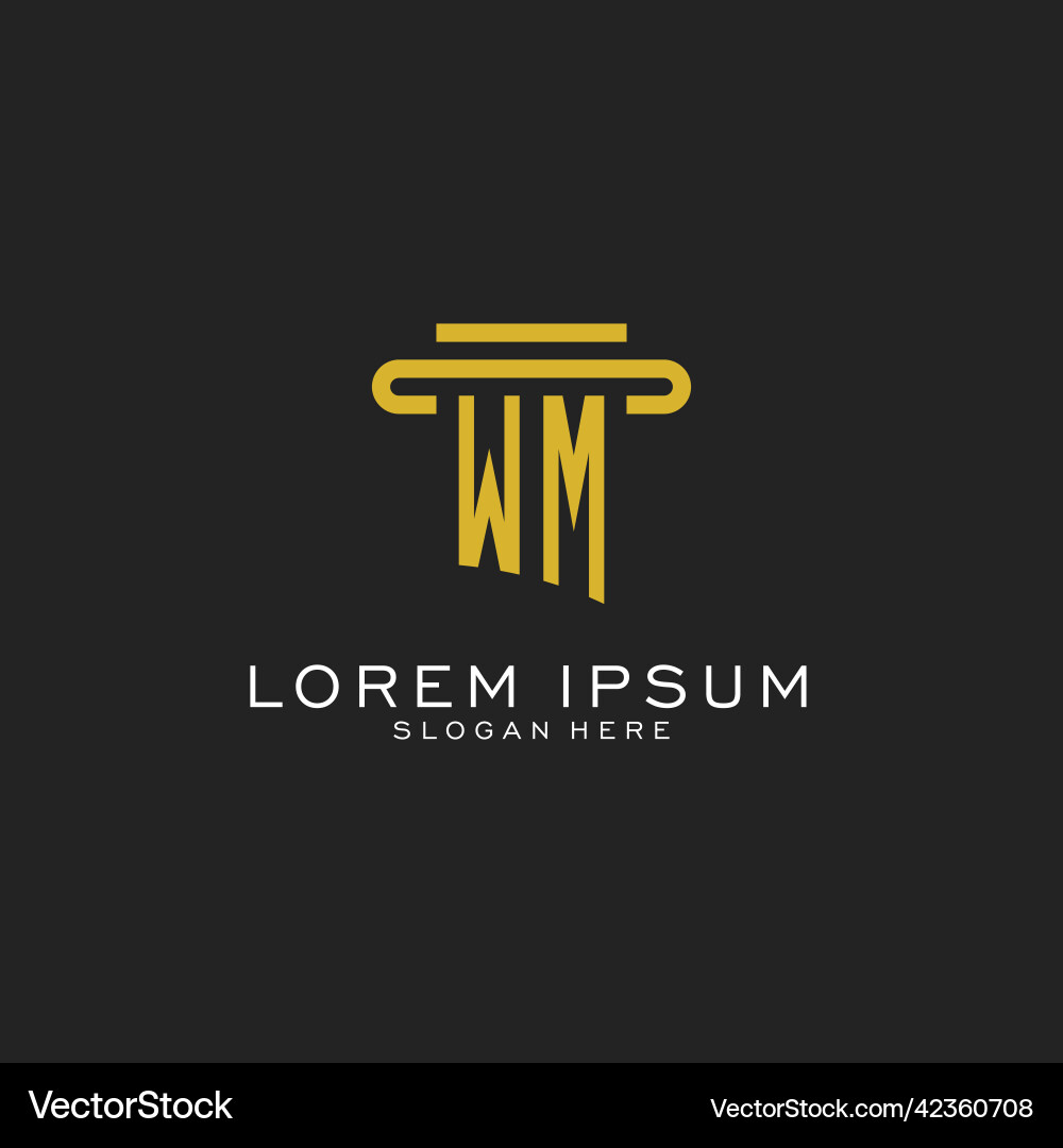 Wm initial logo with simple pillar style design Vector Image