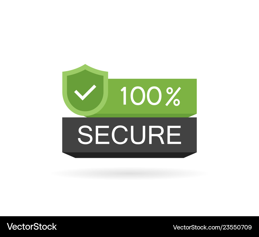 100 secure button badge for commerce website 100 secure button badge for commerce website vector image