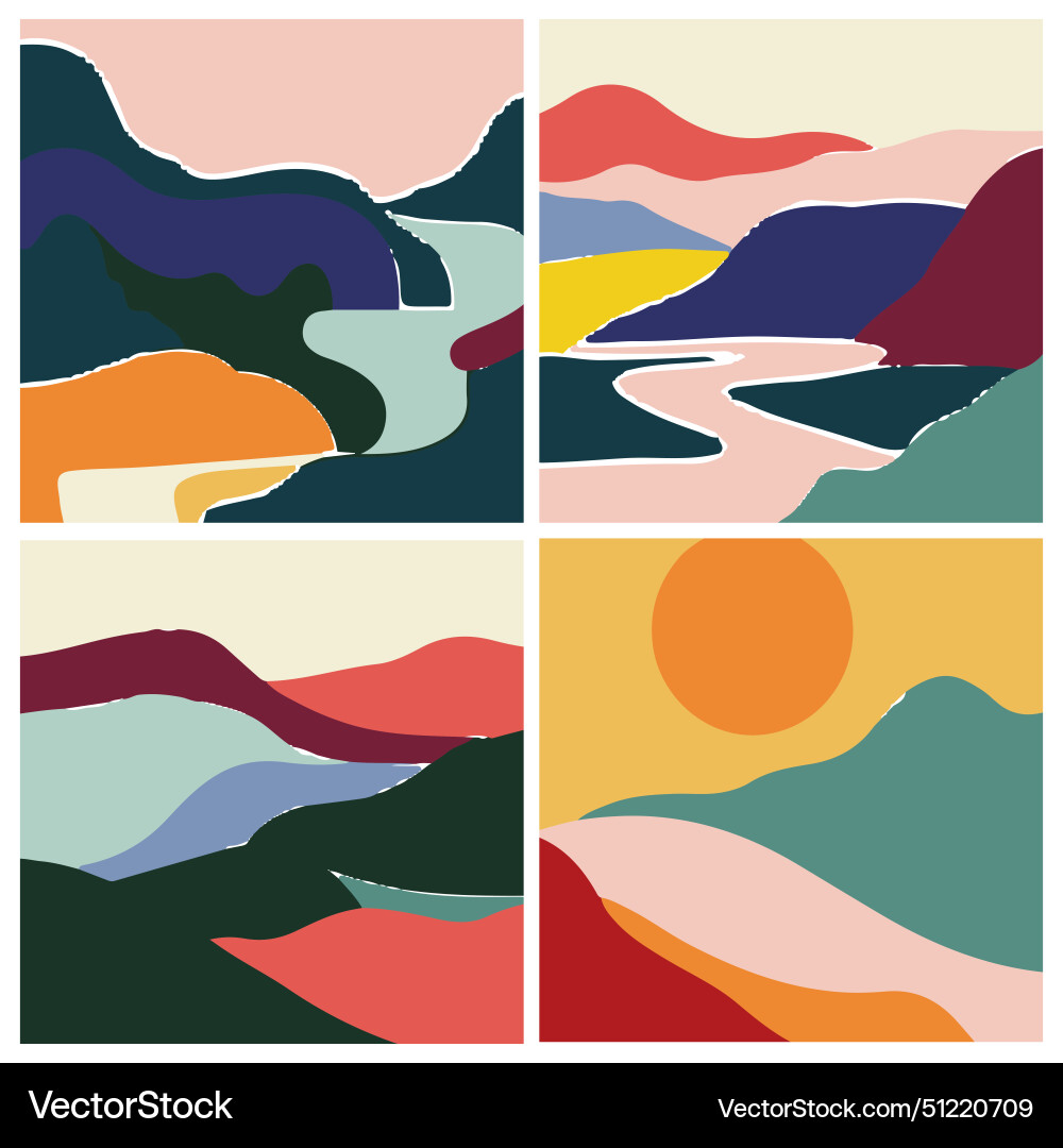 Abstract landscape color blocks series Vector Image