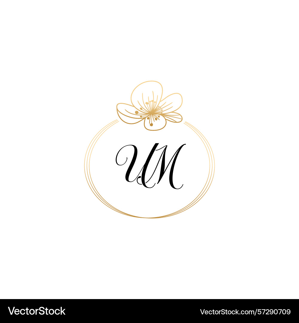 Botanical monogram logos with initial um Vector Image