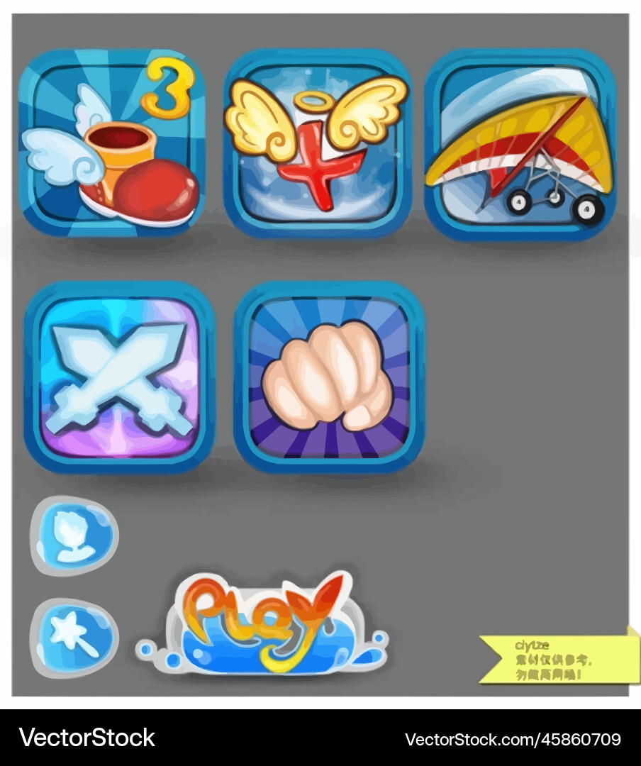Complete set of level button game ui pop-up icon vector image