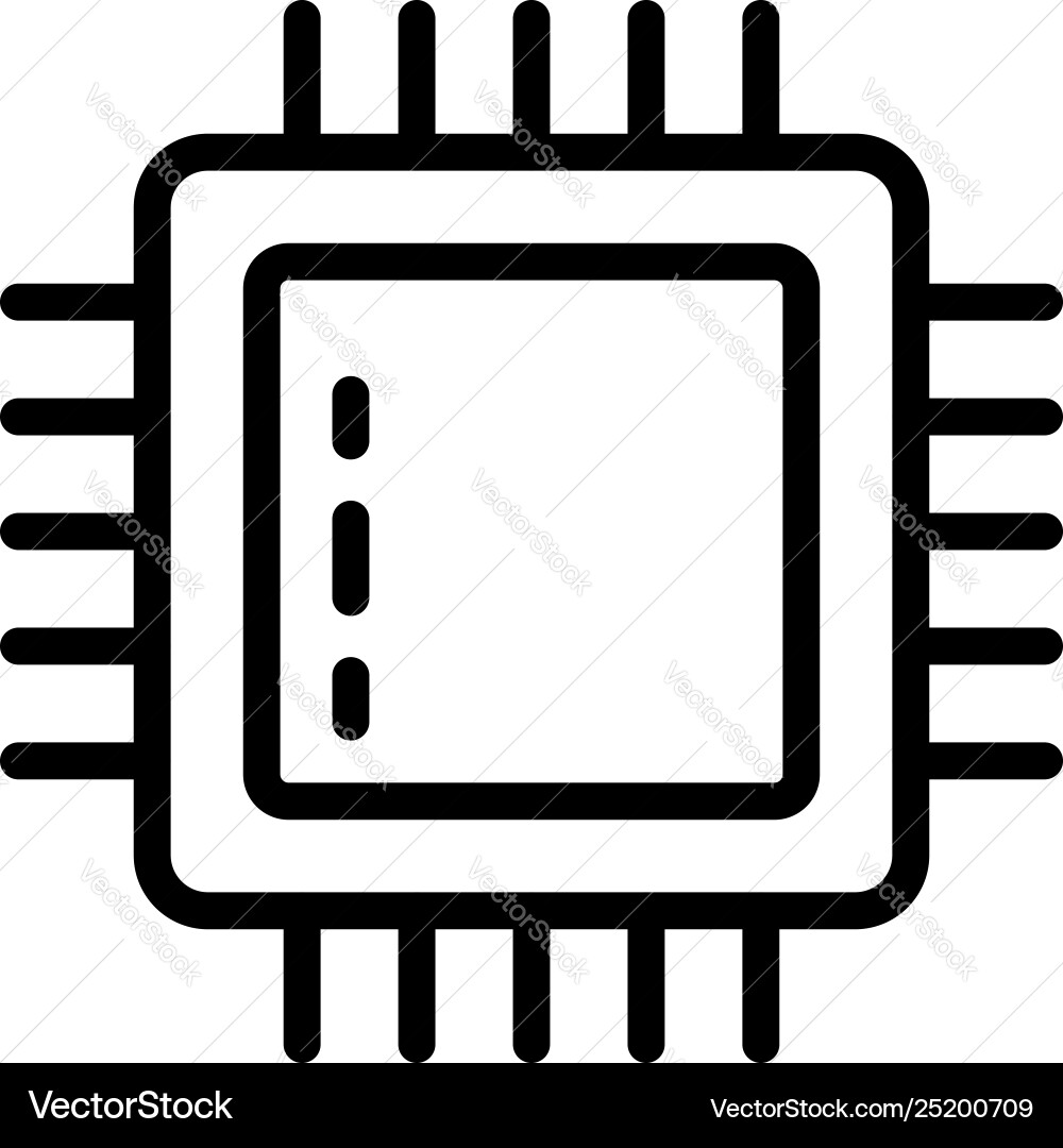 Computer processor icon outline style Computer processor icon outline style vector image