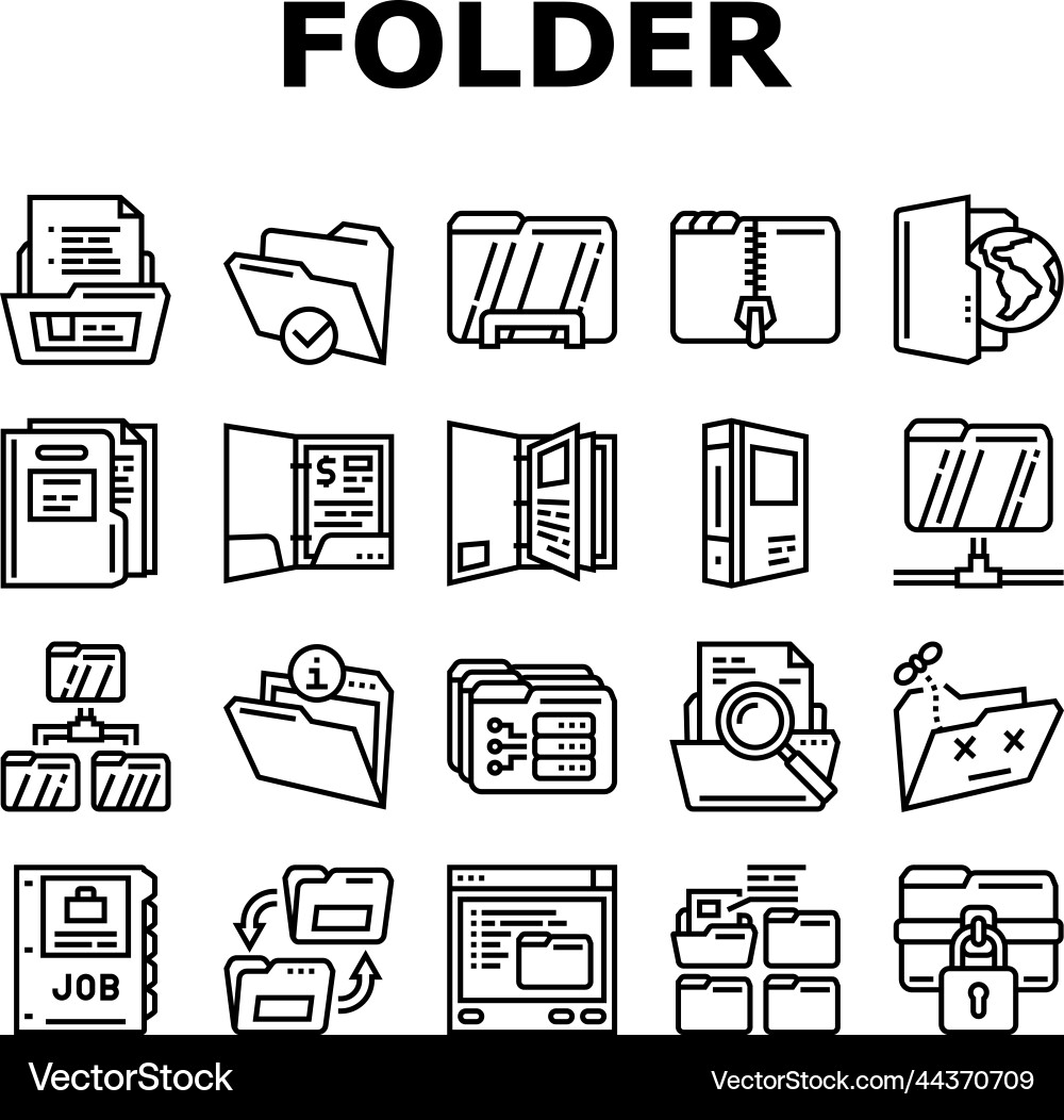 Folder paper business file empty icons set Folder paper business file empty icons set vector image
