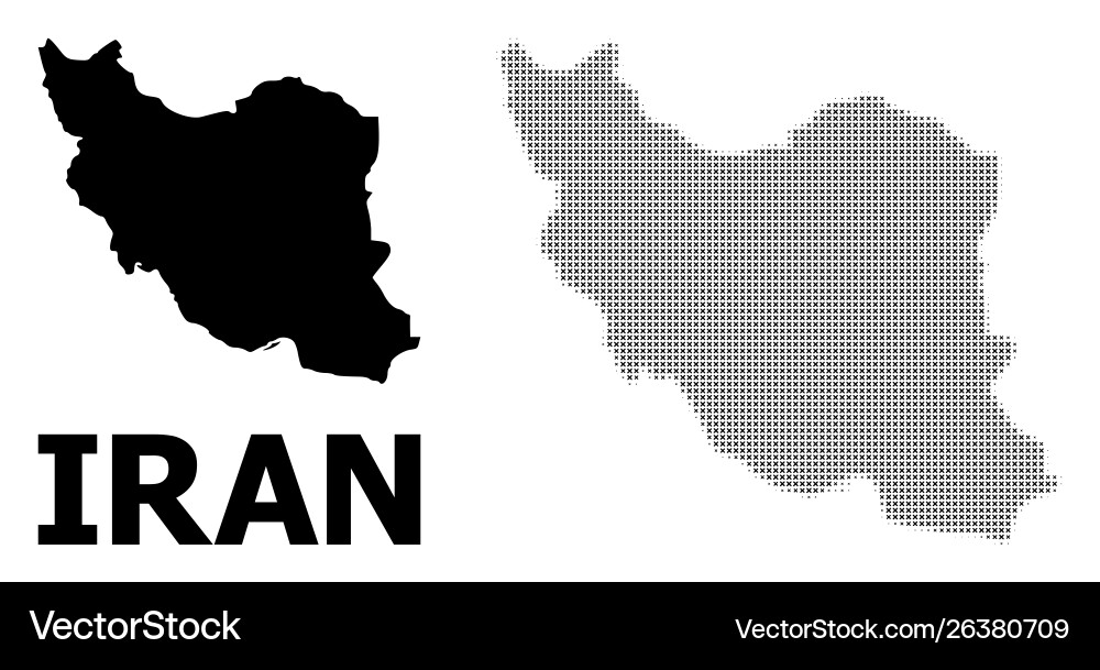 Halftone pattern and solid map iran Vector Image