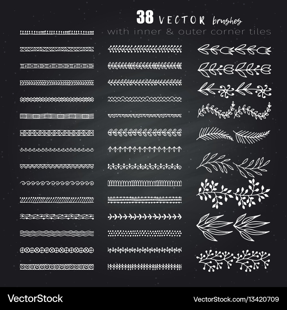 Hand-Drawn Brush Strokes & Corners vector image