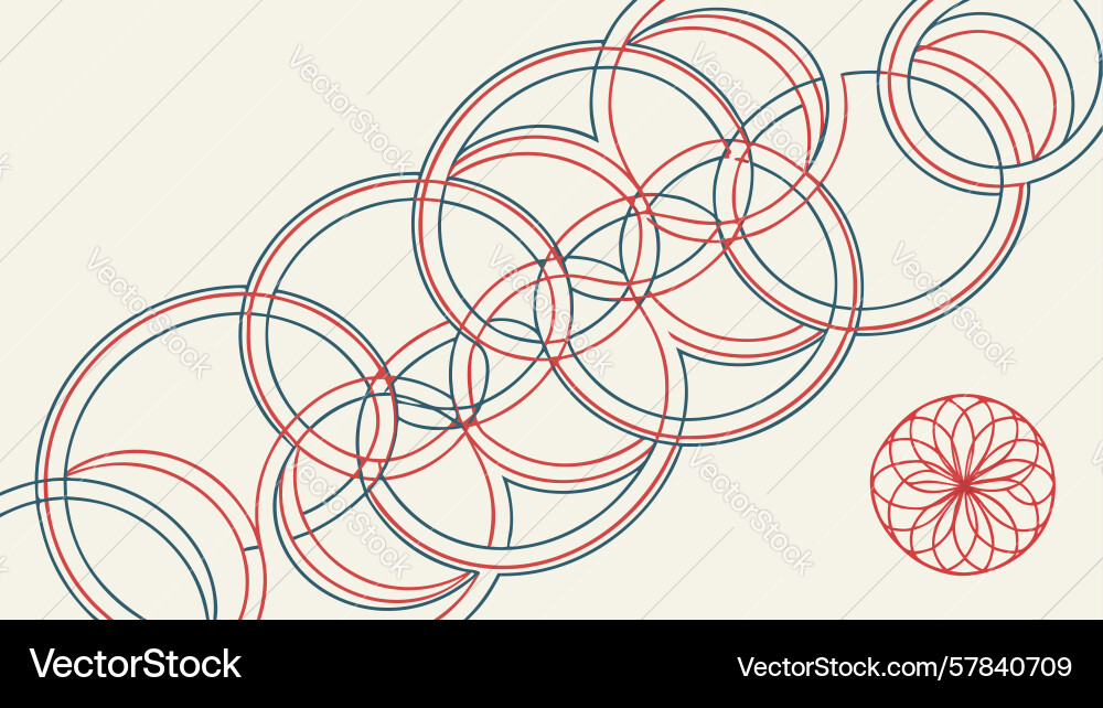 Intersecting circles pattern abstract background vector image