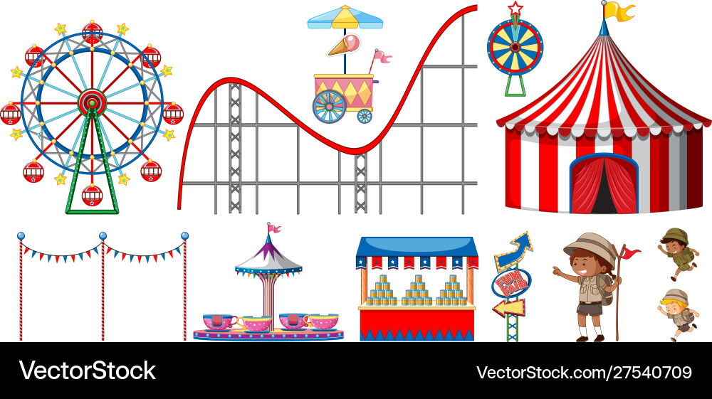 Isolated objects from circus theme with kids Vector Image