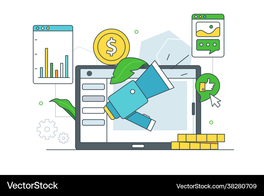 Launch and run advertising campaigns Launch and run advertising campaigns vector image