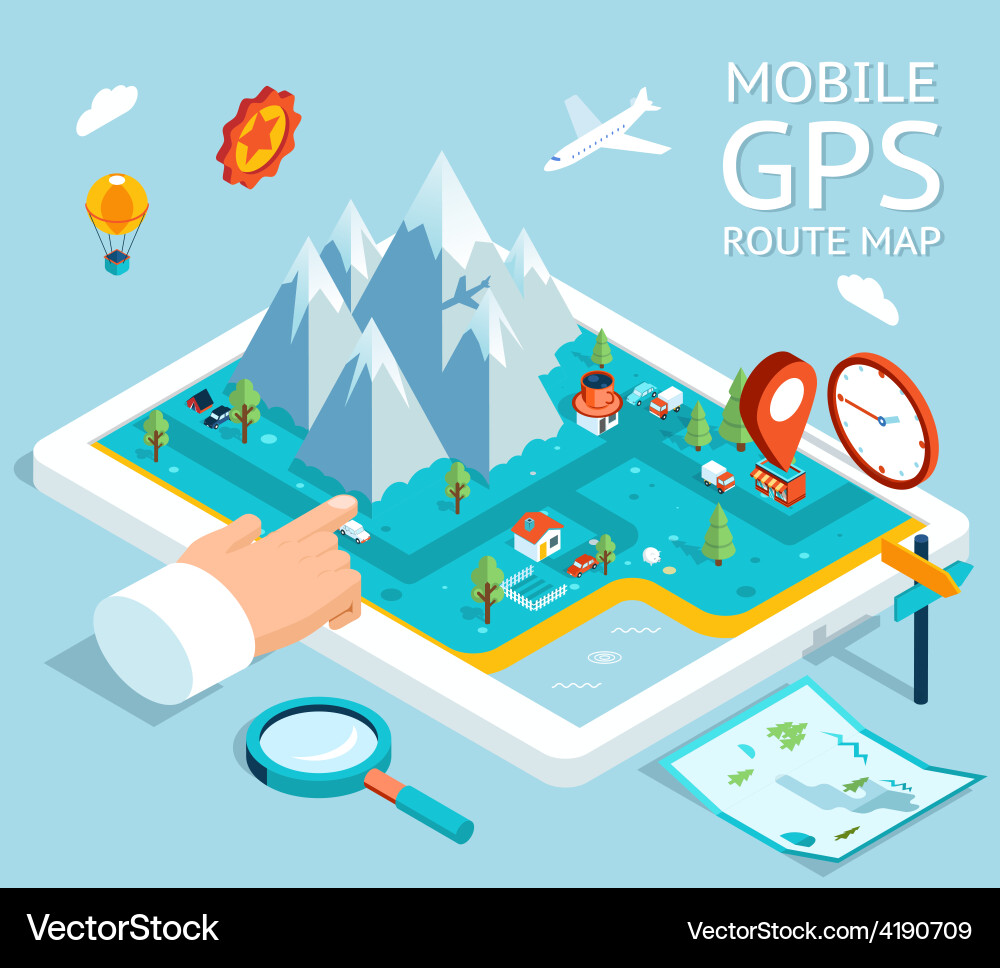 Mobile GPS Navigation Map vector image
