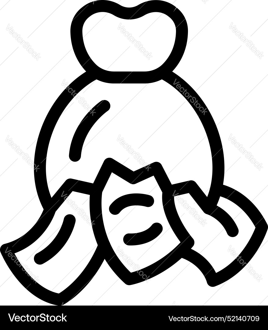 Money bag ripping open showing empty inside Money bag ripping open showing empty inside vector image