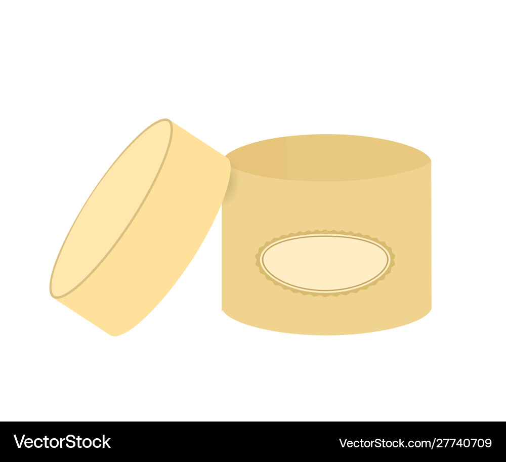 Packaging open empty round box on white background Packaging open empty round box on white background Vector Image
