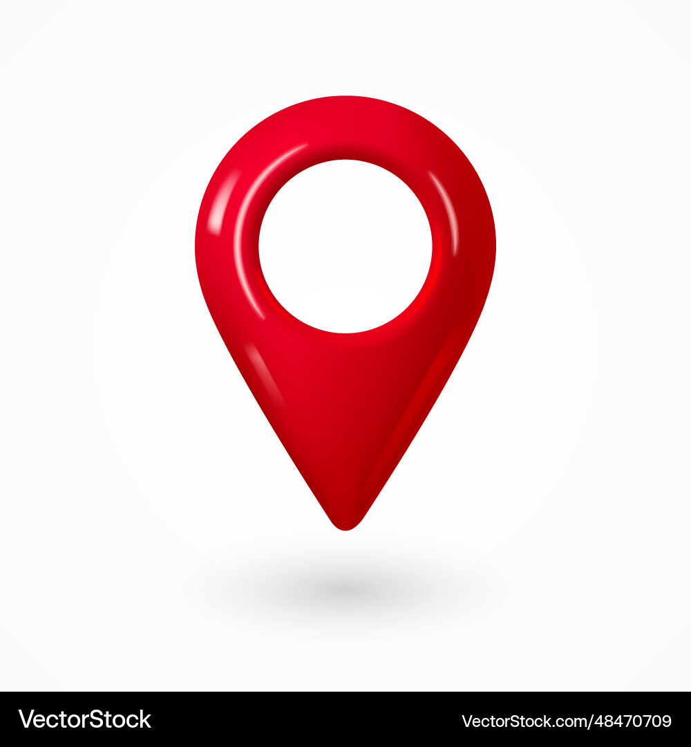 Realistic red icon map pointer locate pin gps Realistic red icon map pointer locate pin gps vector image