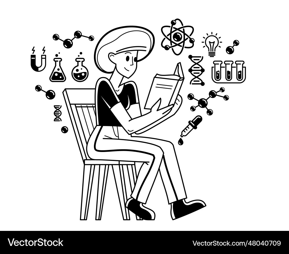 Scientist discovering science theory and making Scientist discovering science theory and making vector image