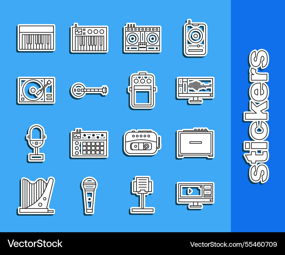 Set line video recorder or editor software Set line video recorder or editor software Vector Image