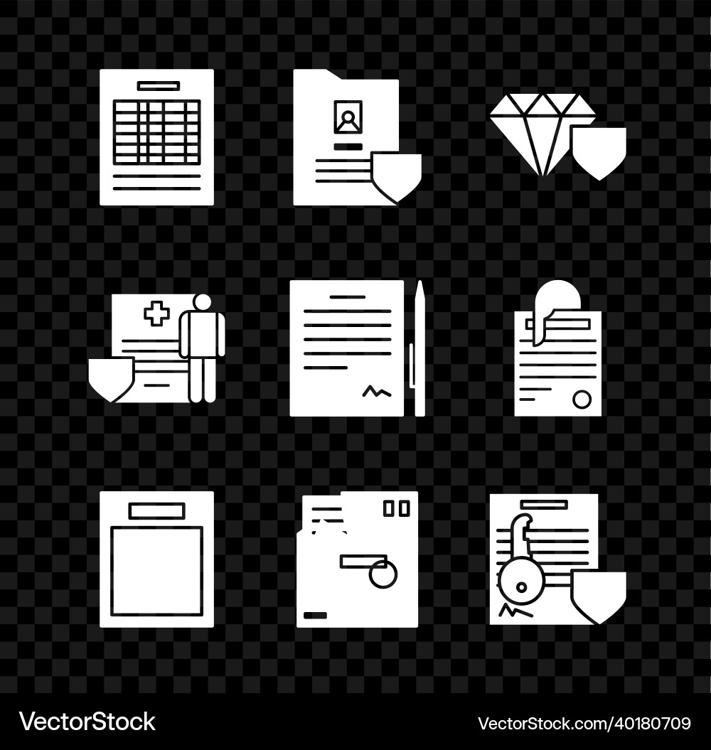 Set report file document with shield Set report file document with shield vector image