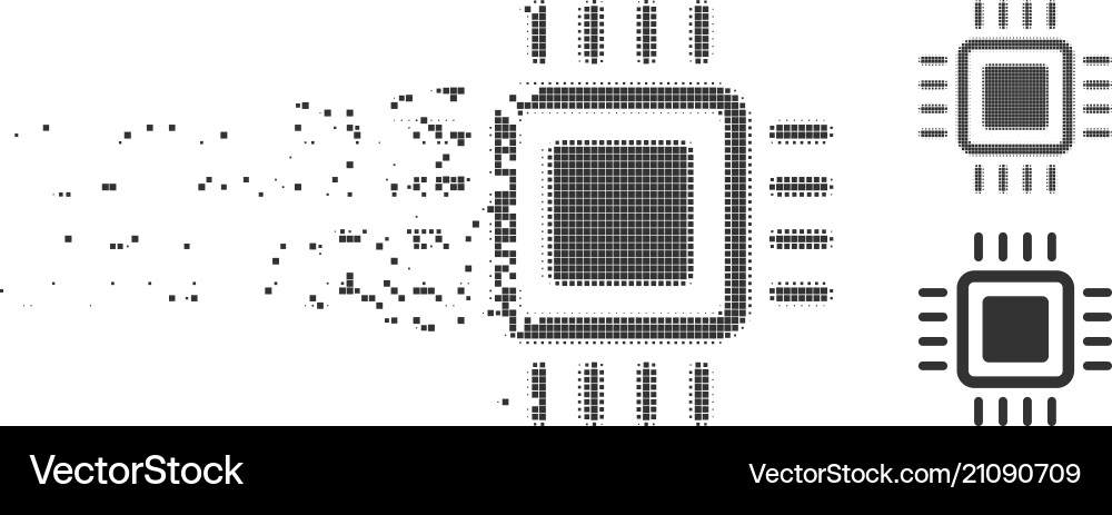 Shredded pixel halftone processor icon Shredded pixel halftone processor icon vector image