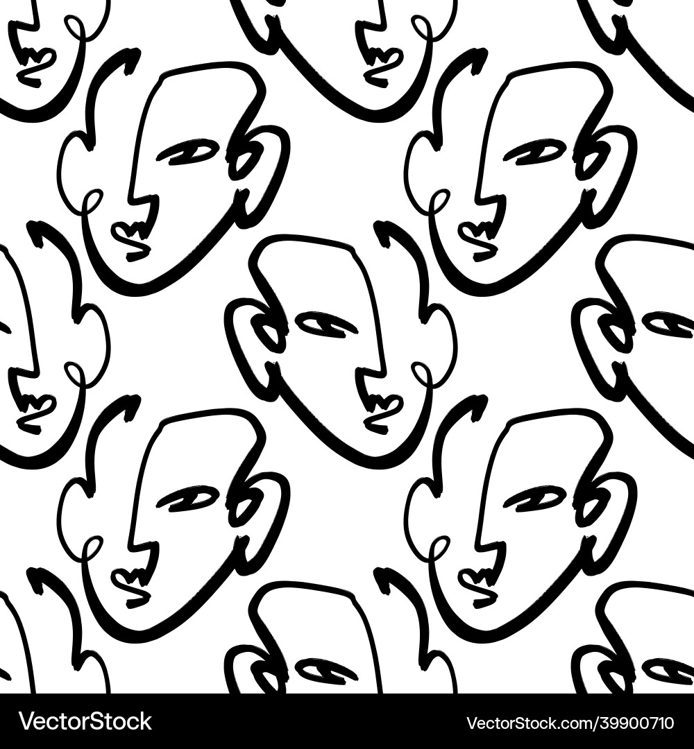 Abstract faces seamless pattern modern minimal Abstract faces seamless pattern modern minimal vector image