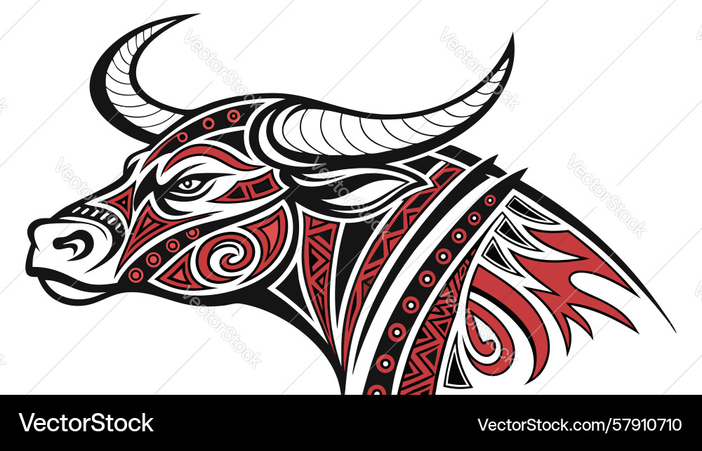 Angular bull head tribal design generative ai Vector Image