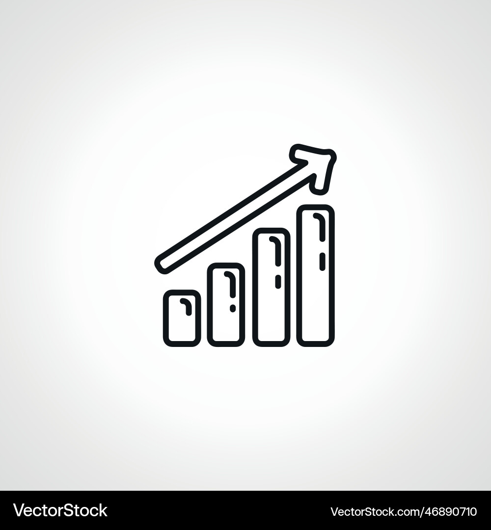 Bar chart line icon growing graph outline Bar chart line icon growing graph outline Vector Image
