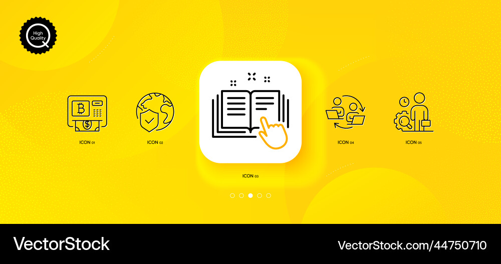 Bitcoin atm inspect and teamwork process minimal vector image