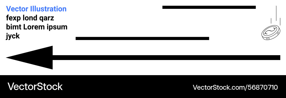 Black arrow pointing left with lines of various Black arrow pointing left with lines of various Vector Image
