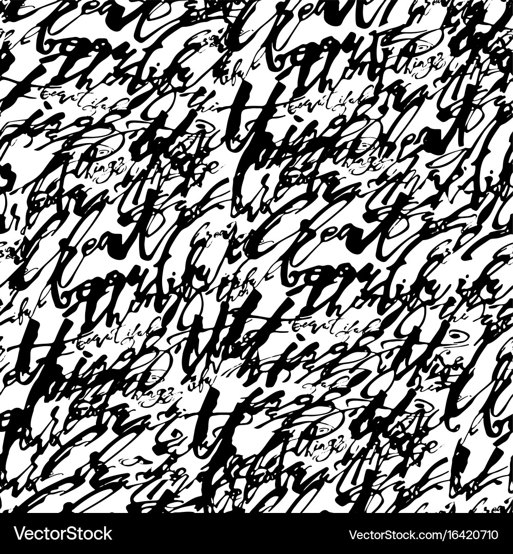Calligraphic words seamless pattern Vector Image