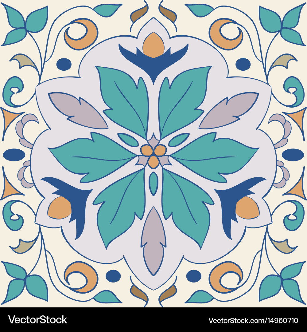 Colorful Azulejo Tile Pattern Vector Image