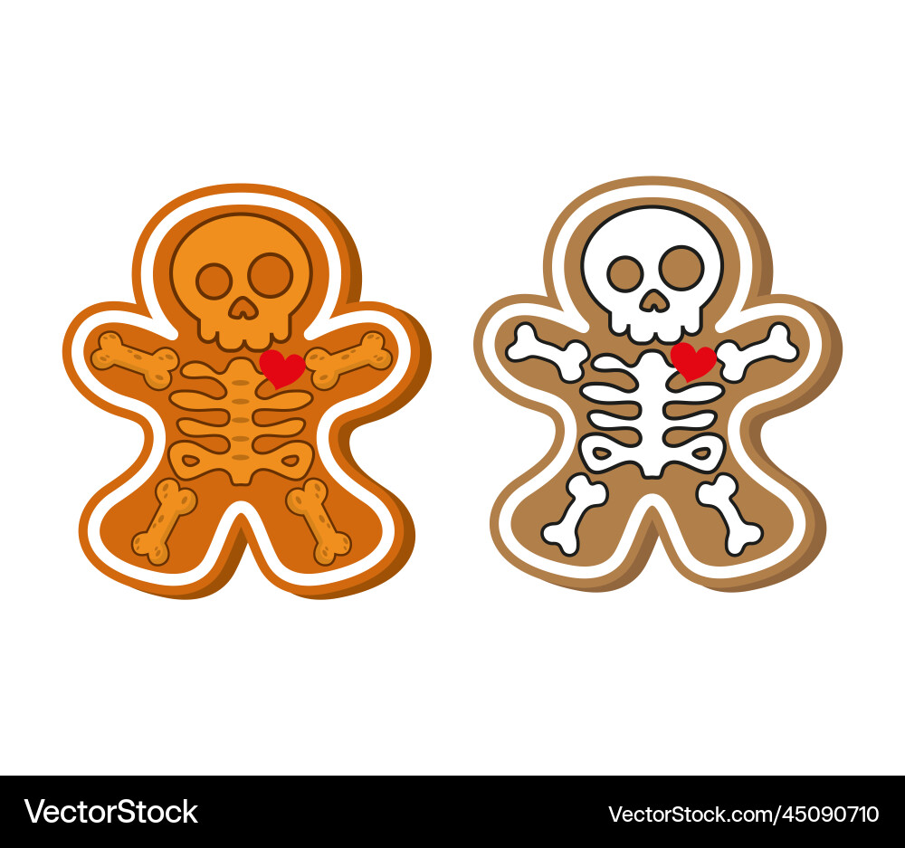 Cute Gingerbread Skeleton Christmas Cookie Vector Image