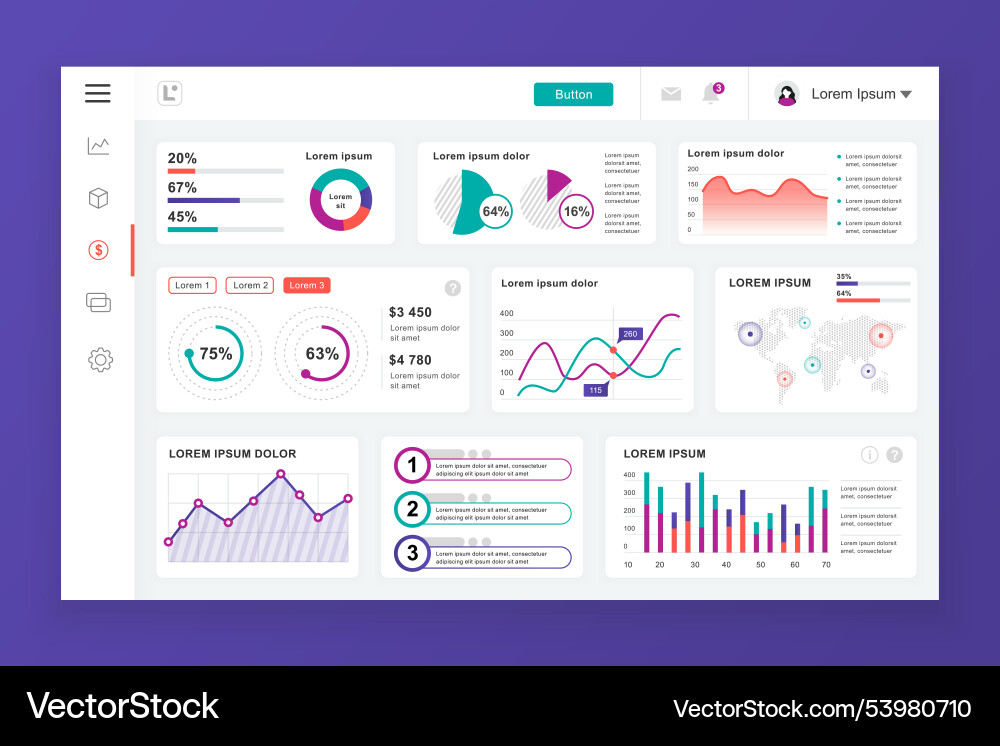 Dashboard admin panel design template vector image