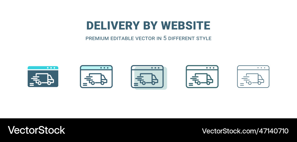 Delivery by website icon in 5 different style Vector Image