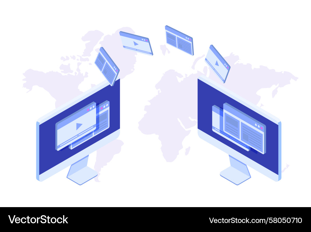 Desktop-Datei Transfer Isometric Vektorbild