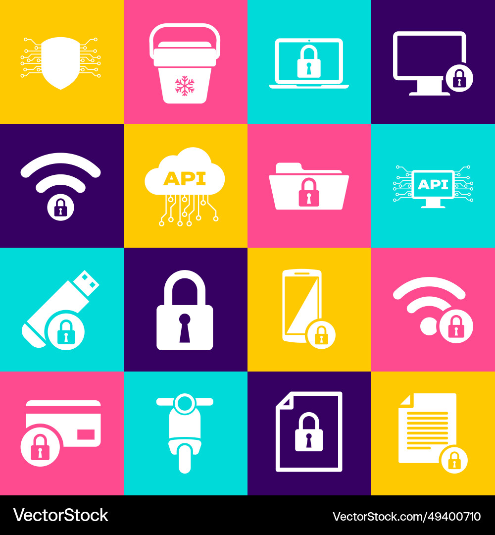 Dokument festlegen und wifi verriegeln Computer api Dokument festlegen und wifi verriegeln Computer api Vektorbild