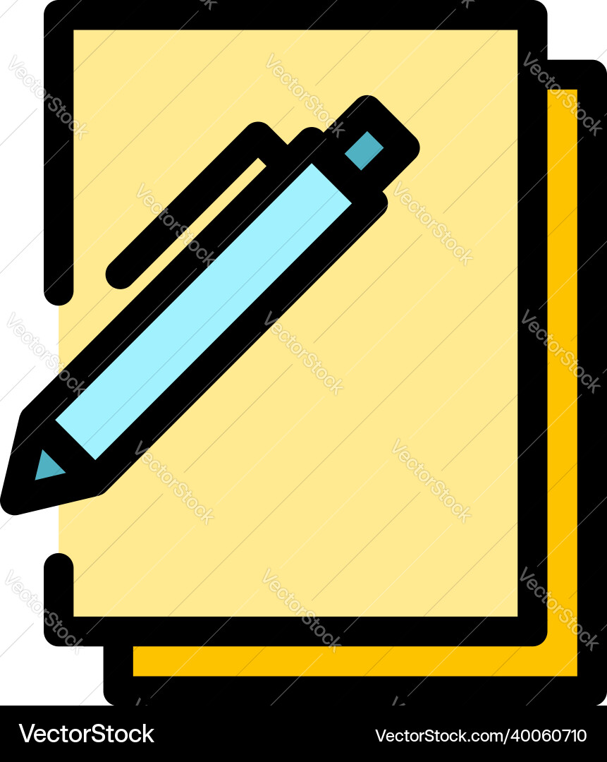 Files and pen icon color outline Files and pen icon color outline vector image