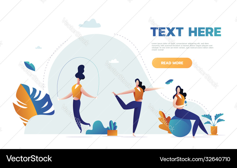 Fitness women in gym gymnastics workout and yoga vector image