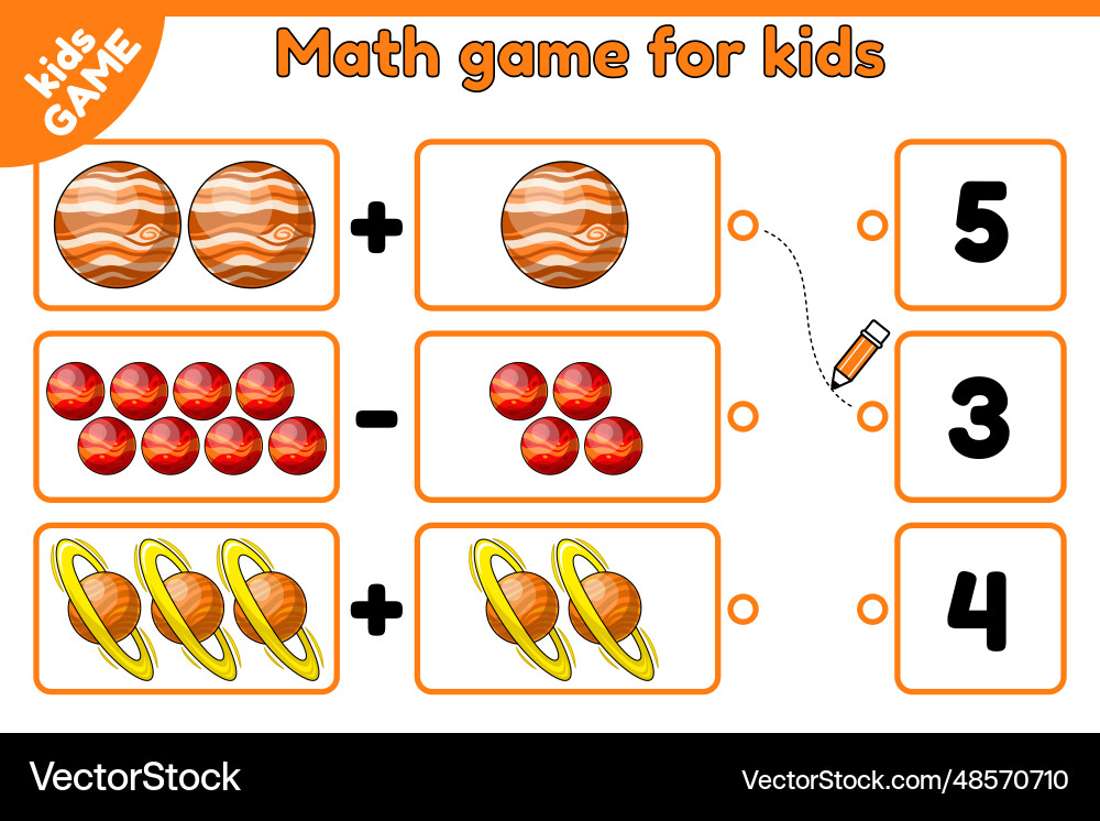 Math game count space objects and choose number Math game count space objects and choose number vector image