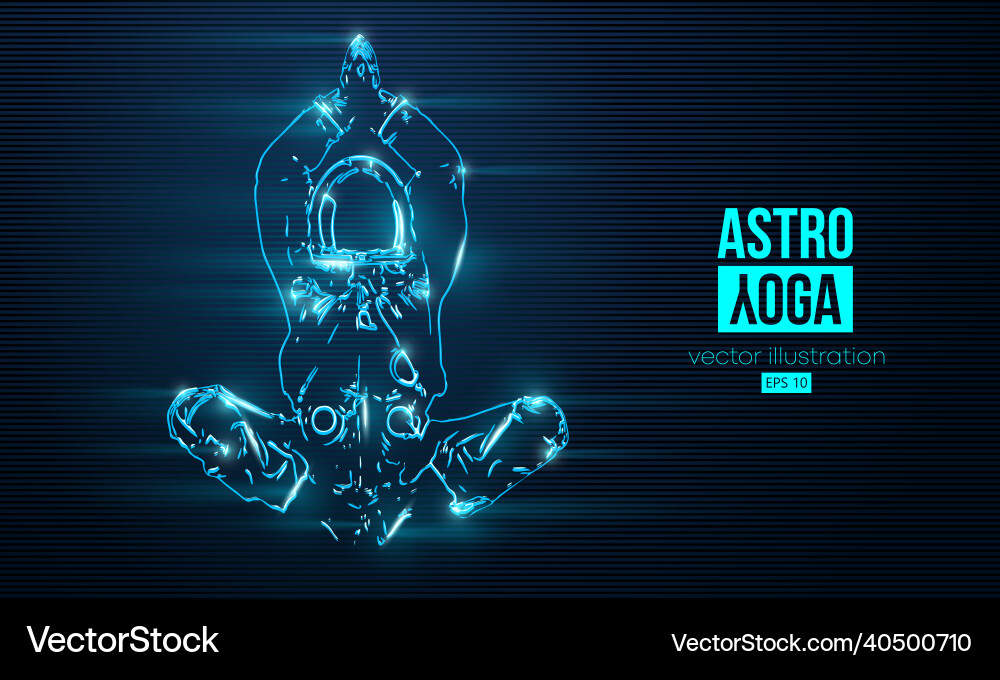 Neon Astronaut Yoga auf dem blauen Hintergrund Neon Astronaut Yoga auf dem blauen Hintergrund vektorbild