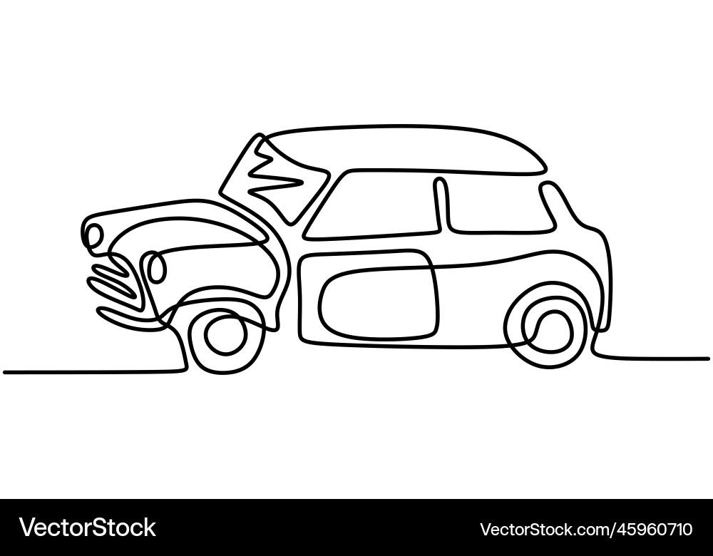 One continuous line drawing of classical bwm mini One continuous line drawing of classical bwm mini vector image