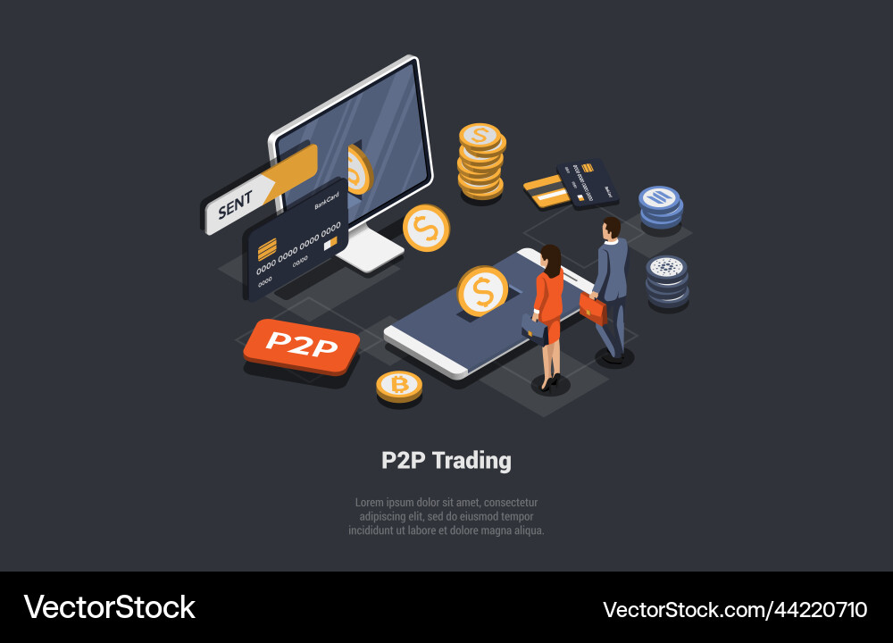 P2p peer to online platform for exchanging P2p peer to online platform for exchanging vector image
